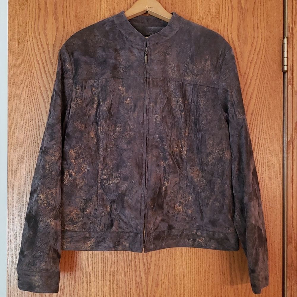 EUC ELCC Lightweight Smoky Colored Front Zip Lined Jacket Sz L